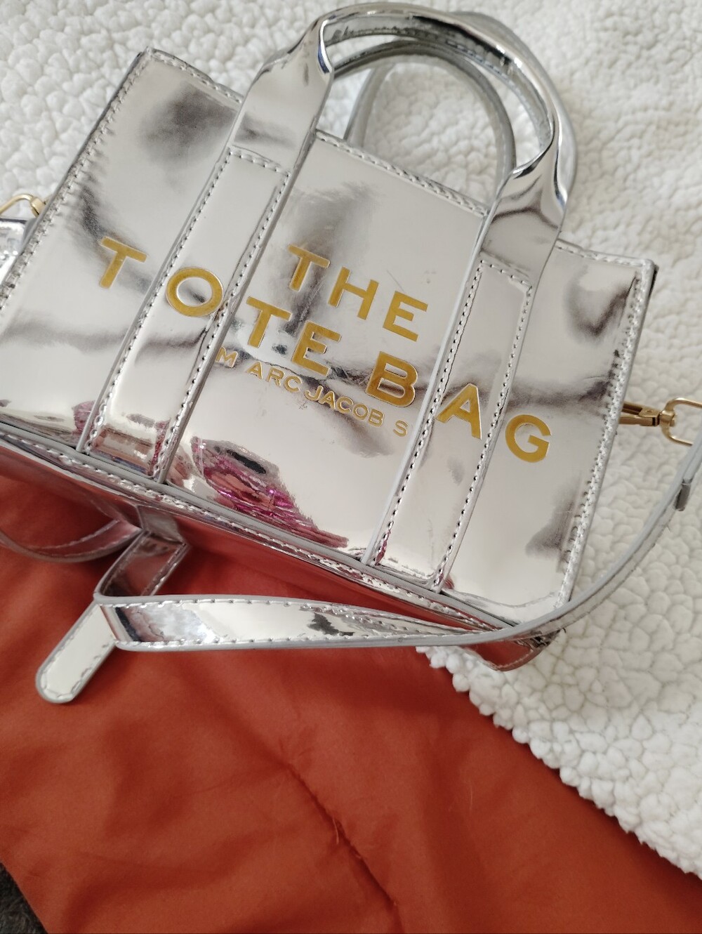 Silver Metallic Women’s Tote Bag - Sleek Shiny Finish